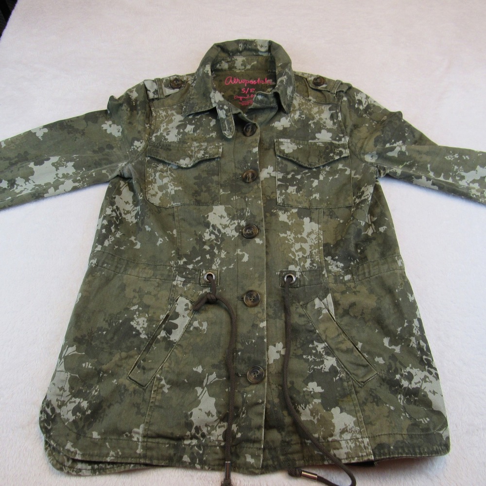 Aeropostale Field Jacket Women's Small Green Camo Utility Military Coat